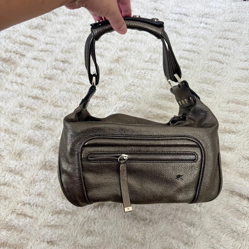JP Tod's Vintage Mercer Metallic Leather Shoulder Studded Logo Bag